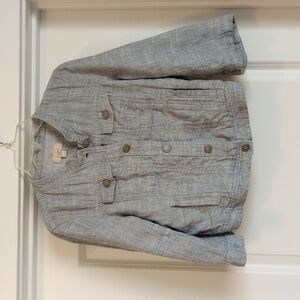 Ann Taylor Loft Womens Jacket Sz XSP Linen Cotton Blend Flutter Sleeves Cropped